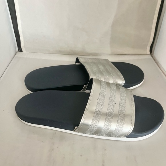 Adidas Adilette cloud foam silver glitter slide 10 - Picture 4 of 8